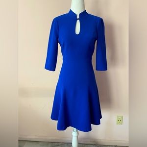 White House Black Market size 00P elegant flattering fit and flare blue dress